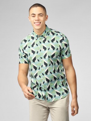 Ben Sherman Art Deco Shirts Green | 854062-JKO