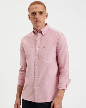 Ben Sherman Brighton Oxford Organic Shirts Light Red | 514279-TJF