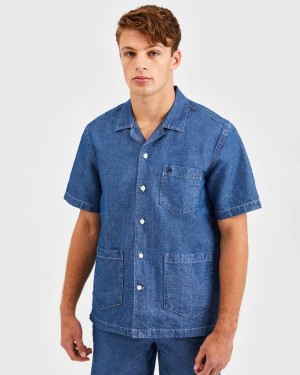 Ben Sherman Hastings Garment Dye Chambray Shirts Indigo | 185769-MNW