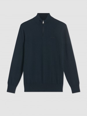 Ben Sherman Merino Half-Zip Knitwear Black | 309815-WRE