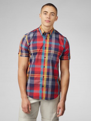 Ben Sherman Signature Large Madras Check Shirts Red | 340657-UPG