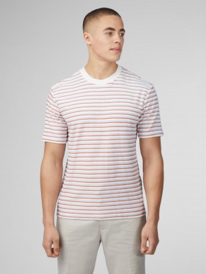 Ben Sherman Signature Loopback Stripe T-Shirt Blue | 750849-OXW