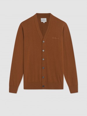 Ben Sherman Signature Merino Cardigan Knitwear Brown | 501392-DCR