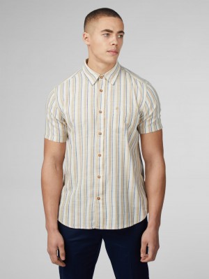 Ben Sherman Signature Mod Stripe Shirts White | 835471-POI