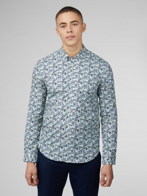 Ben Sherman Signature Multicolor Floral Shirts Blue | 876243-JEM