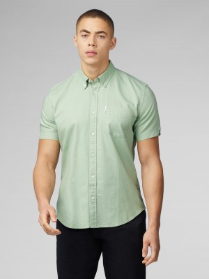 Ben Sherman Signature Short Sleeve Oxford Shirts Green | 157643-CIR