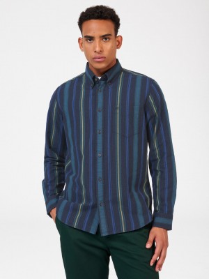 Ben Sherman Signature Striped Oxford Shirts Green | 539687-BJV