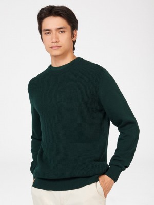 Ben Sherman Textured Crewneck Knitwear Dark Green | 503476-DHC