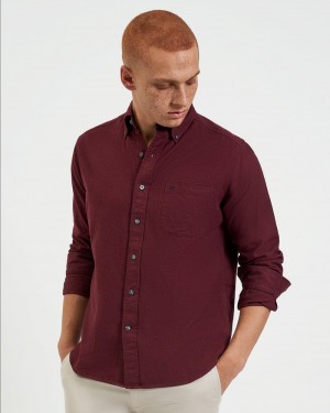 Ben Sherman Uniform Flannel Shirts Burgundy / Navy / Beige | 159647-KUO