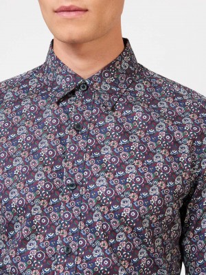 Ben Sherman Winter Floral Shirts Purple | 456018-NHG