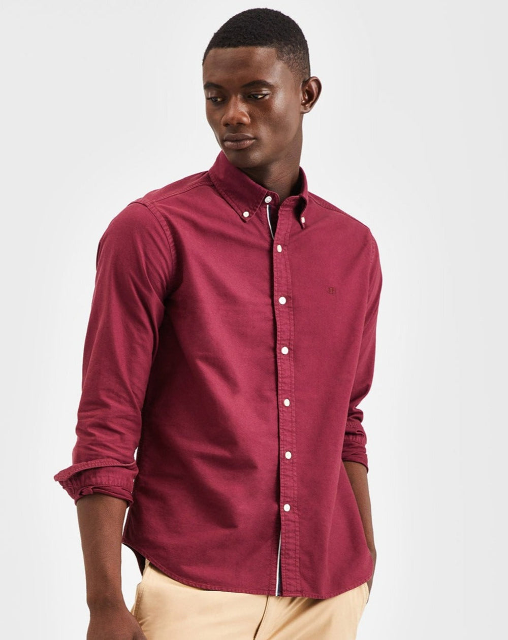 Ben Sherman Beatnik Oxford Garment Dye Shirts Burgundy | 382194-EYQ