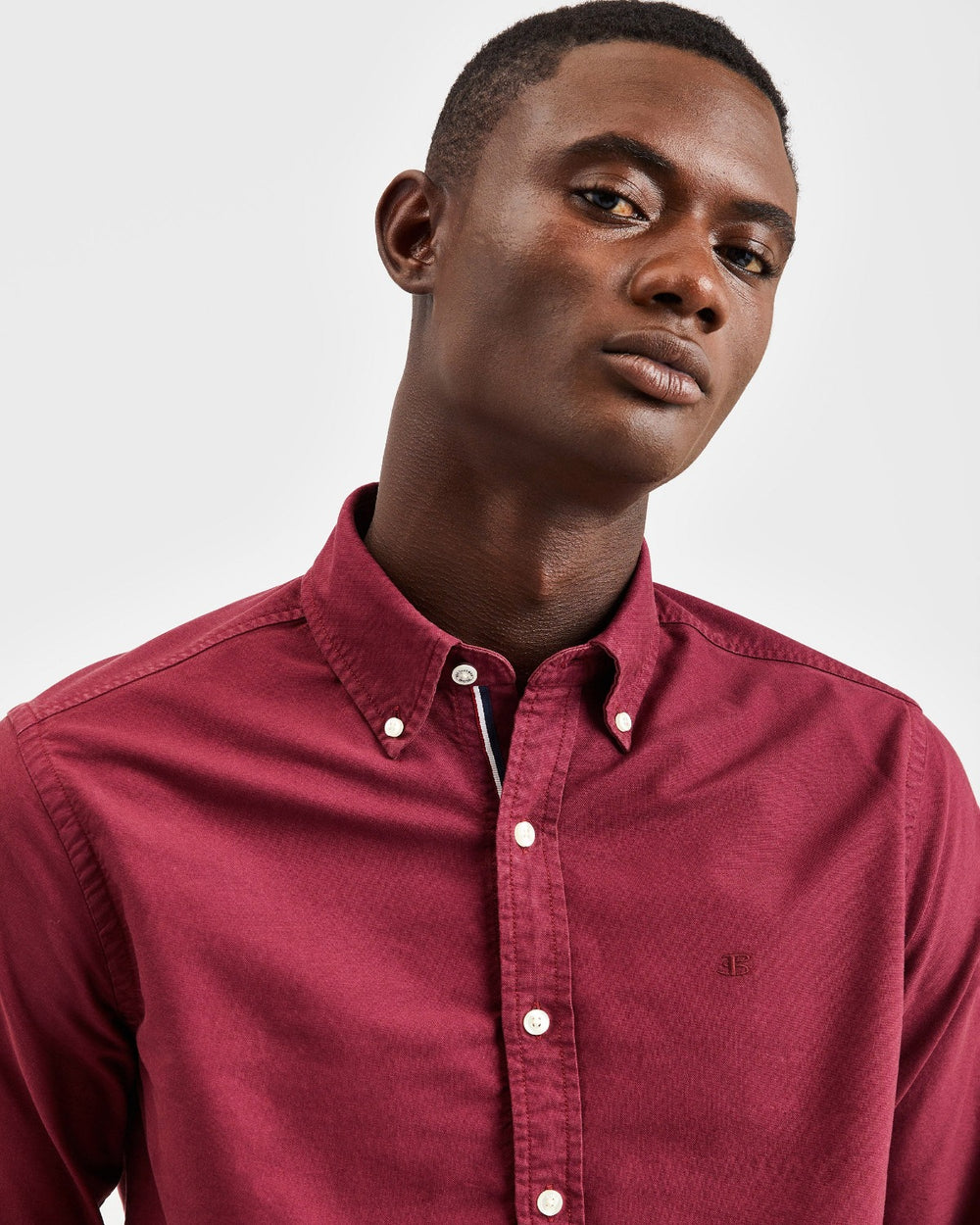 Ben Sherman Beatnik Oxford Garment Dye Shirts Burgundy | 382194-EYQ