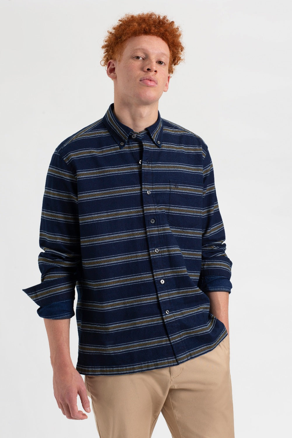 Ben Sherman Dalston Blues Long Sleeve Indigo Stripe Shirts Indigo | 032816-HRE