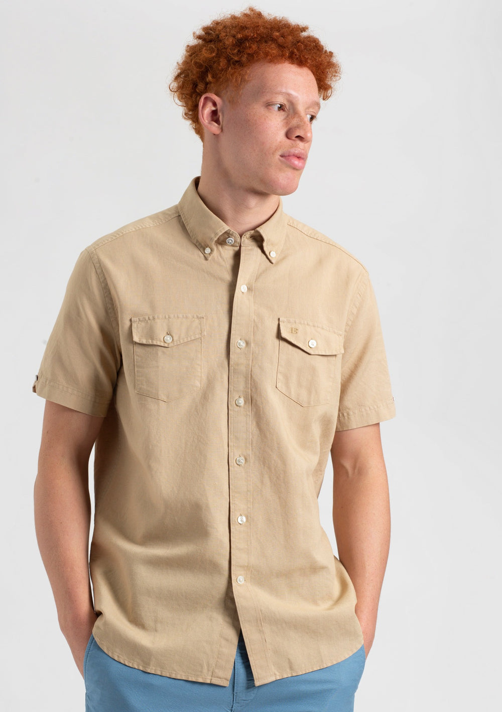 Ben Sherman Garment Dye Linen Shirts Brown | 765421-XCT