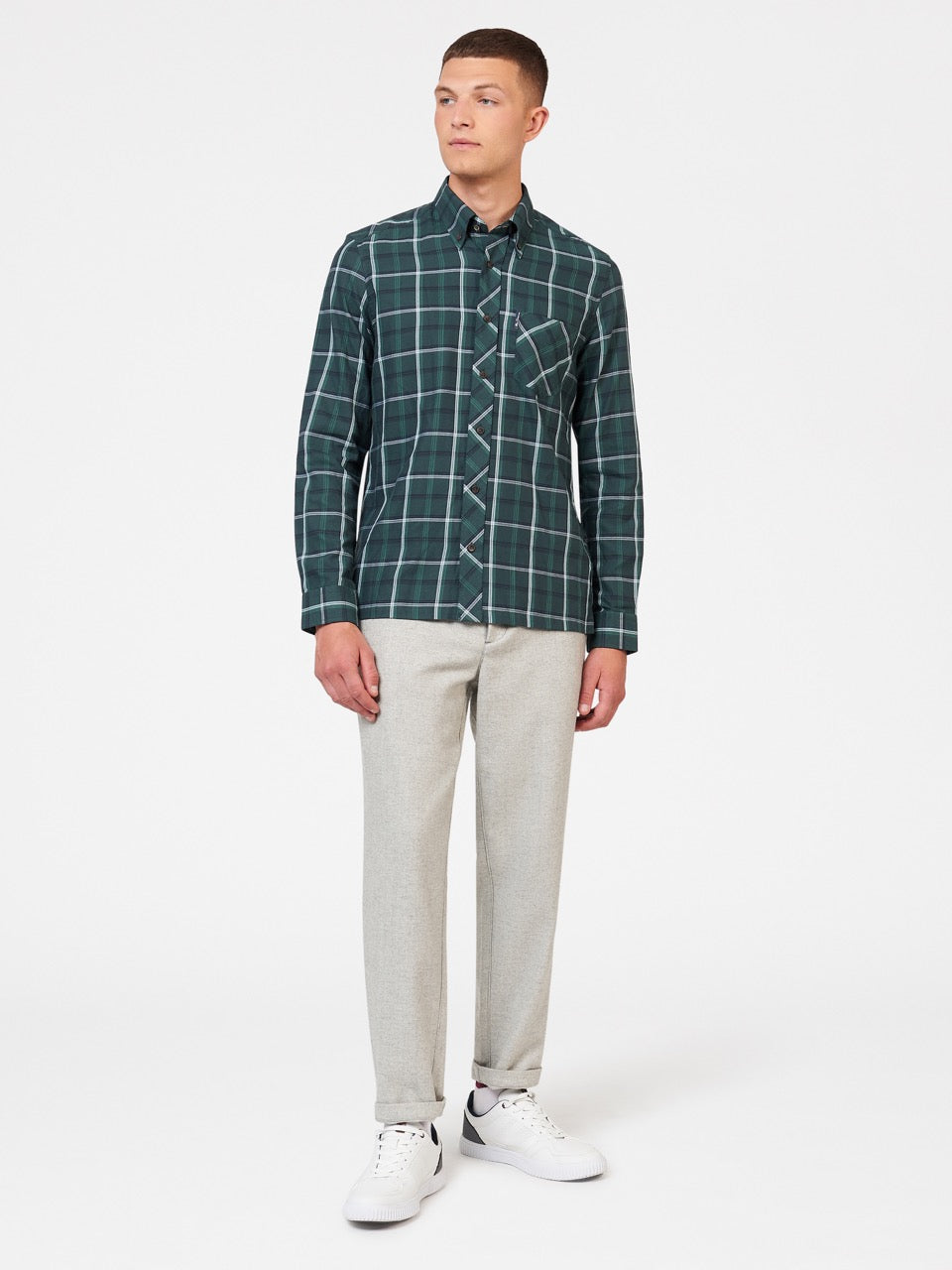 Ben Sherman Grid Check Shirts Green | 907451-ZDA