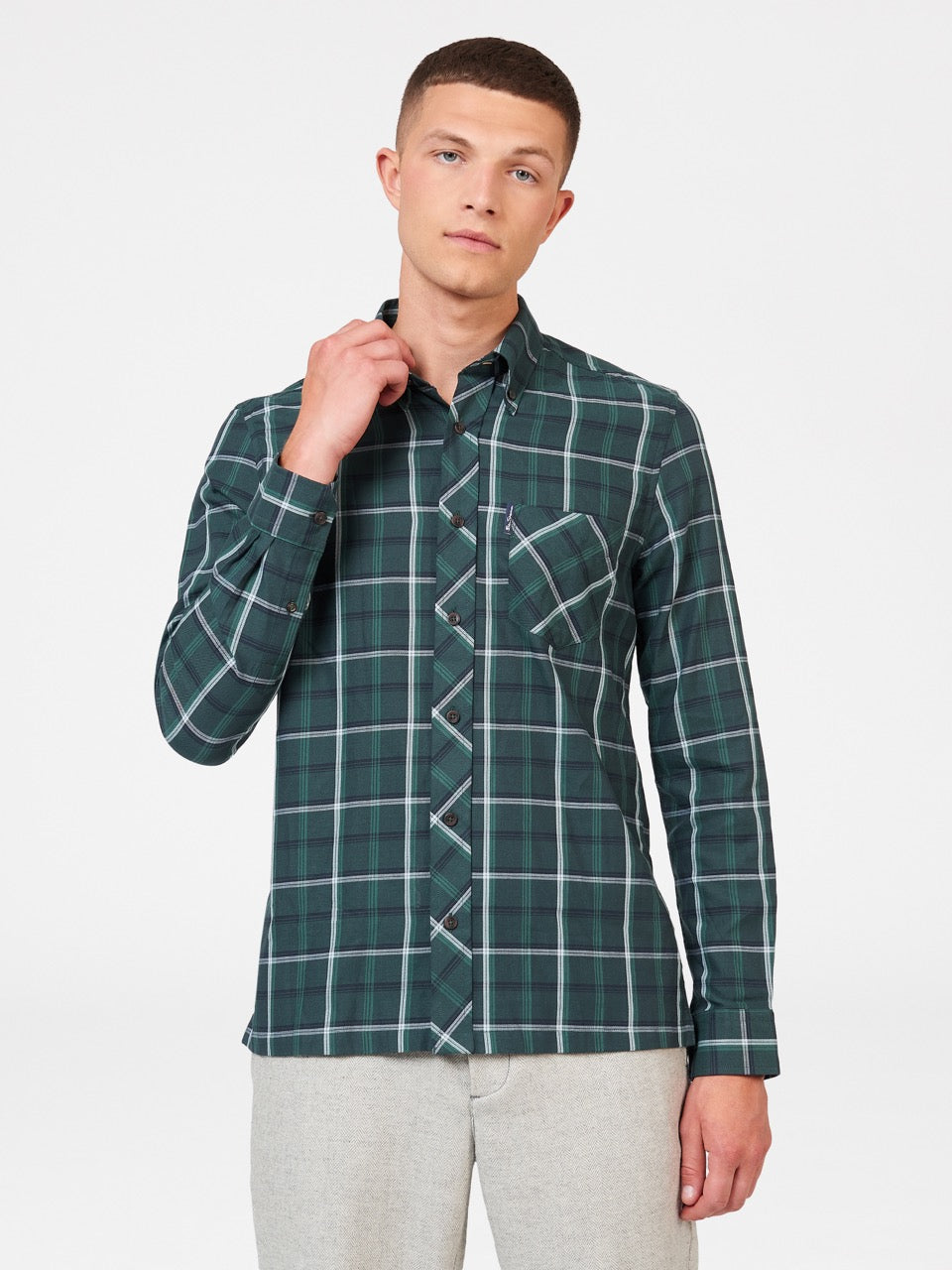 Ben Sherman Grid Check Shirts Green | 907451-ZDA