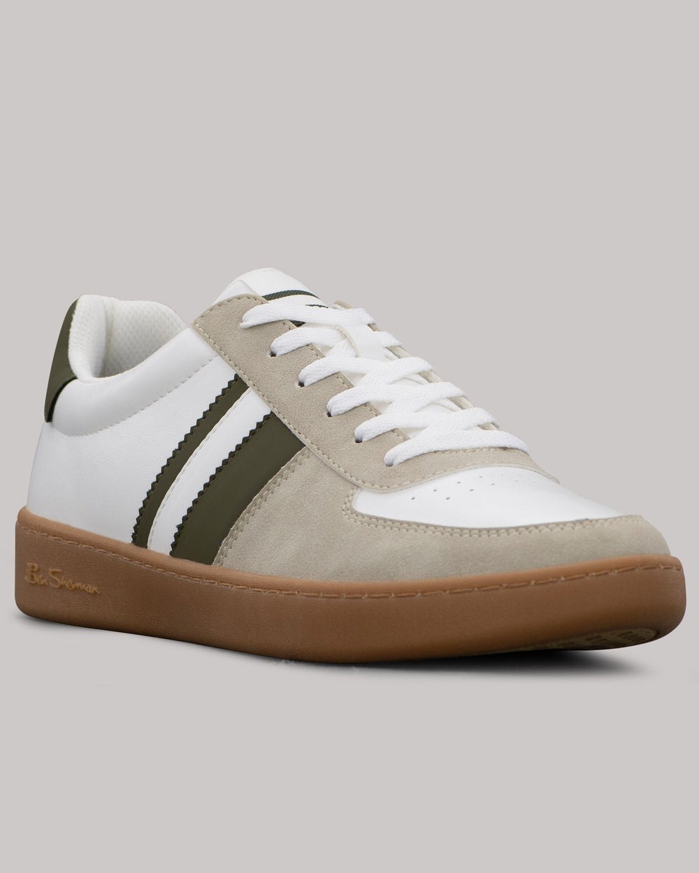 Ben Sherman Hyde Olive Stripe Sneakers White | 375480-FTM