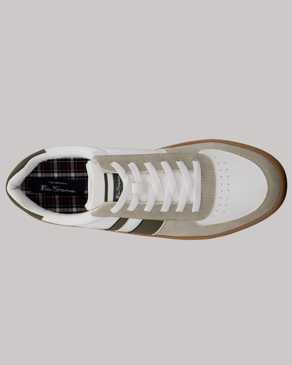 Ben Sherman Hyde Olive Stripe Sneakers White | 375480-FTM