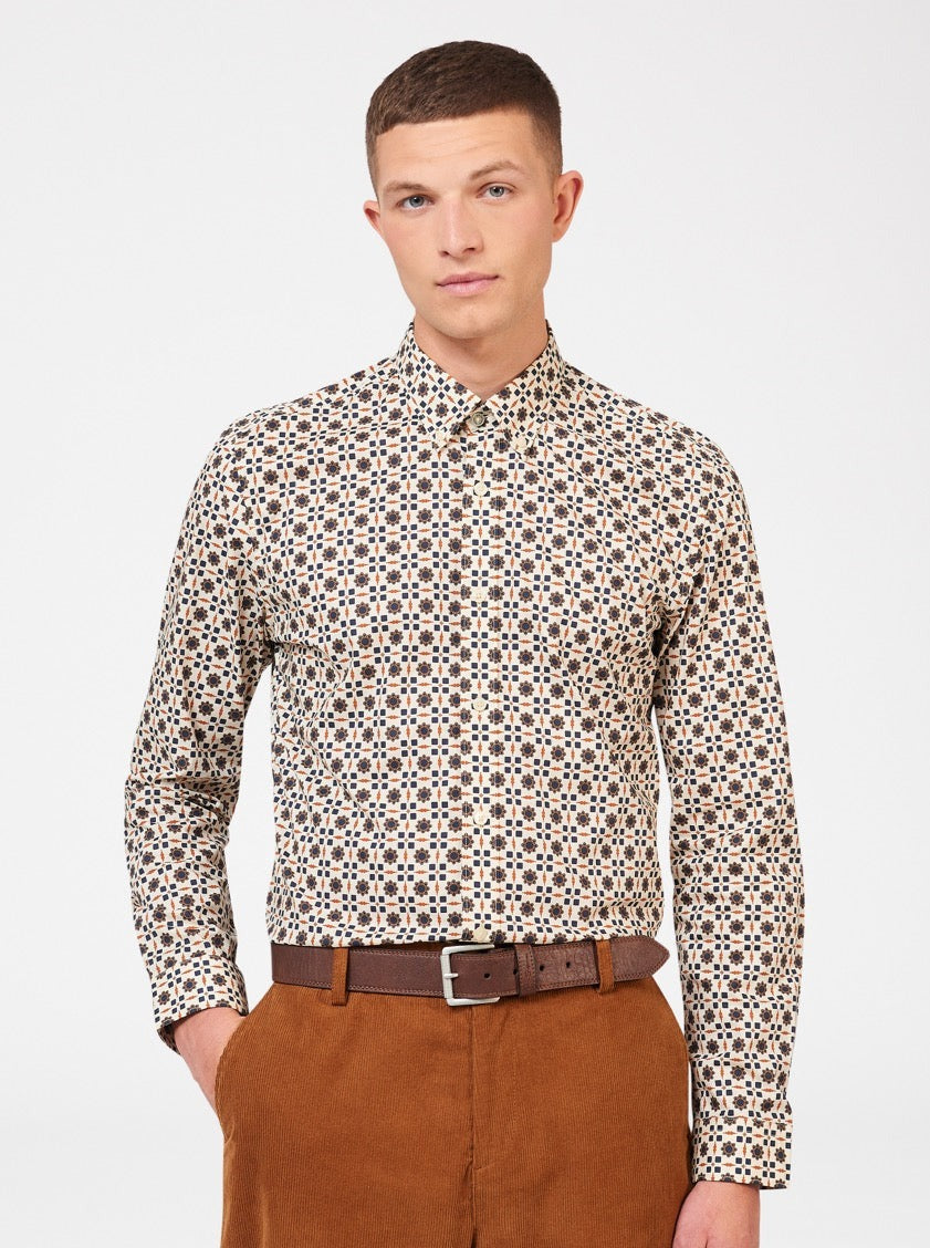 Ben Sherman Retro Foulard Print Slim Fit Shirts Brown | 914837-KPH