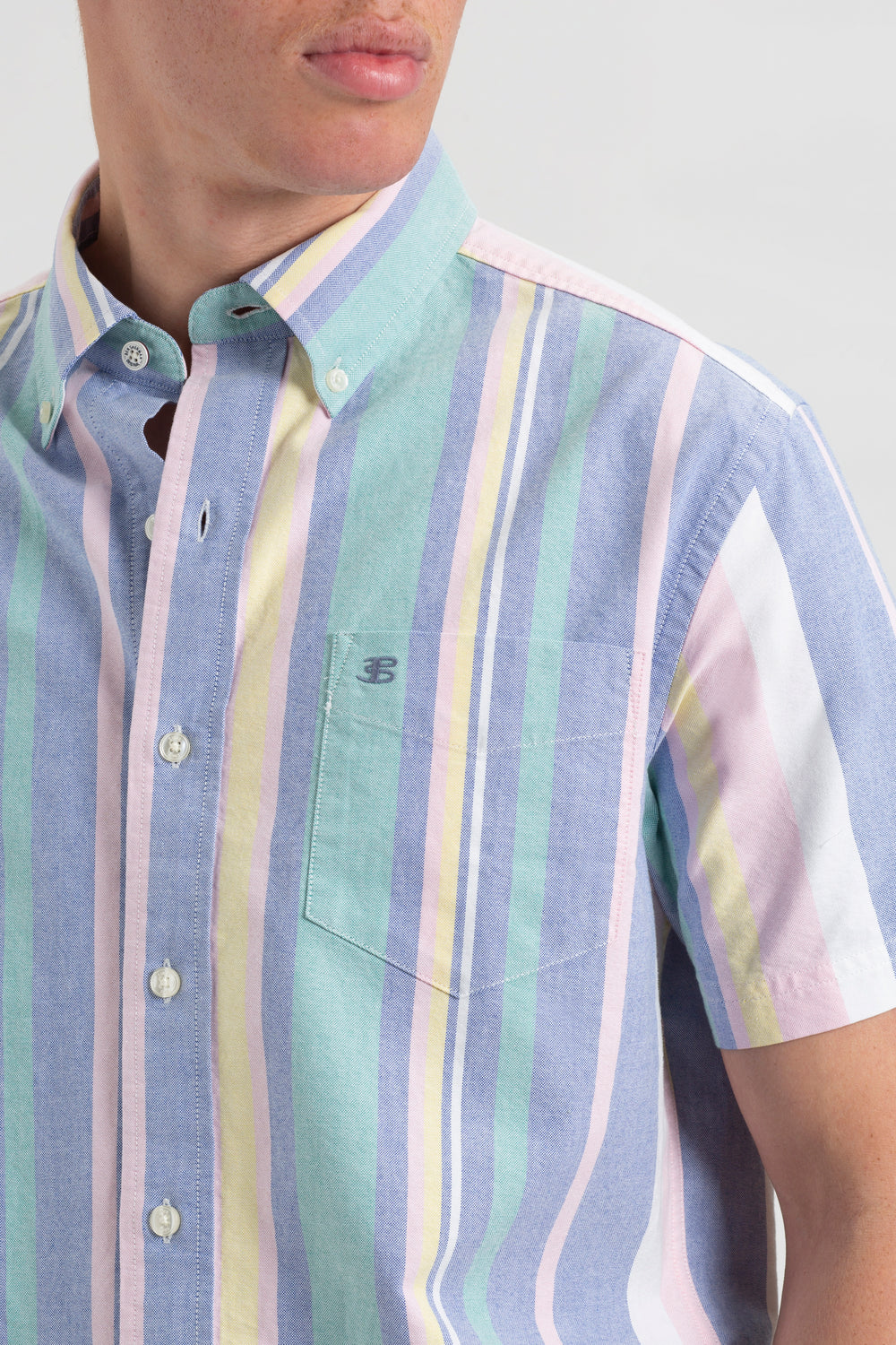 Ben Sherman Short Sleeve Brighton Oxford Organic Stripe Shirts Multicolor Stripes | 214850-KEX