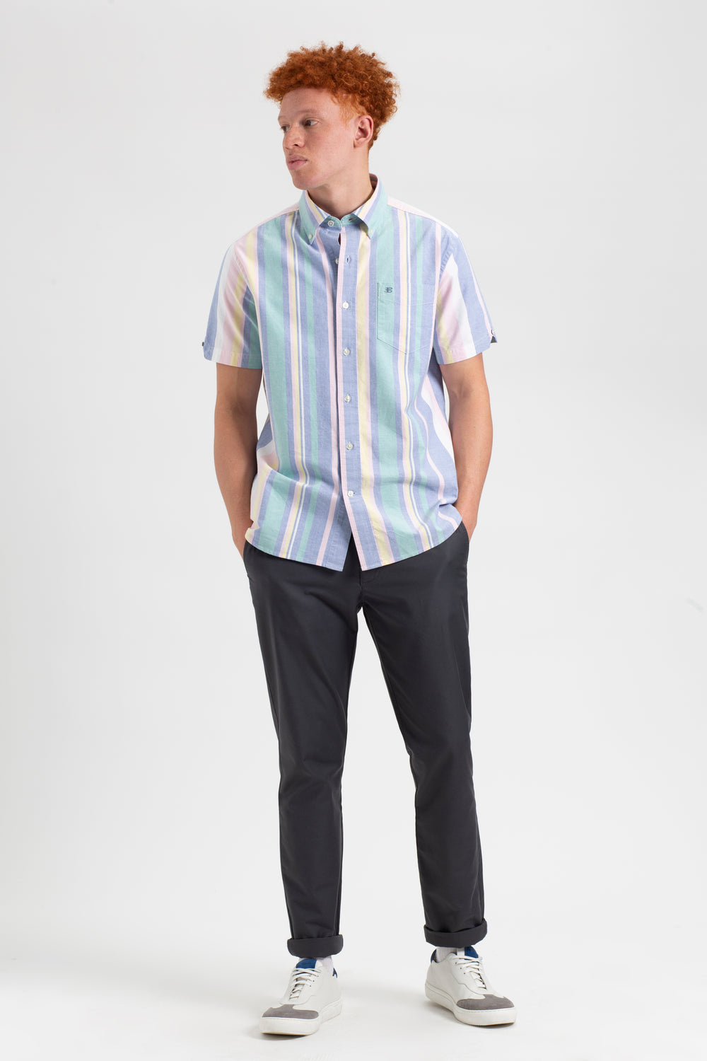 Ben Sherman Short Sleeve Brighton Oxford Organic Stripe Shirts Multicolor Stripes | 214850-KEX