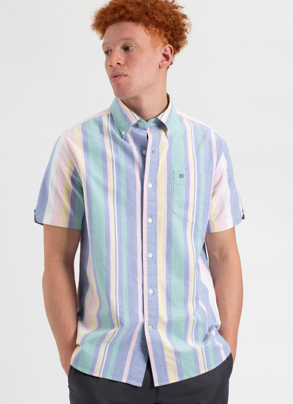 Ben Sherman Short Sleeve Brighton Oxford Organic Stripe Shirts Multicolor Stripes | 214850-KEX