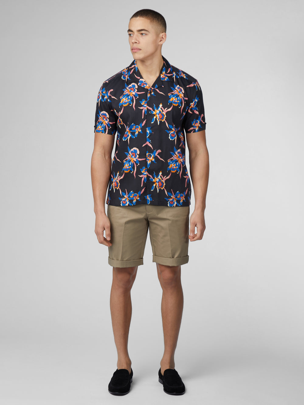 Ben Sherman Signature Botanical Print Shirts Black | 763250-UVI