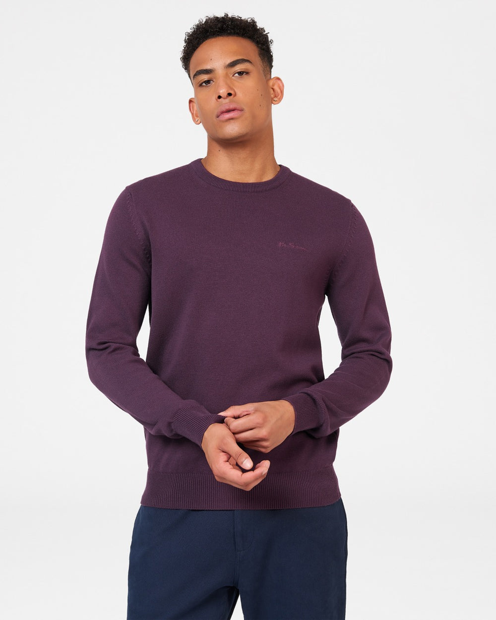 Ben Sherman Signature Crewneck Knitwear Purple | 591643-GDP