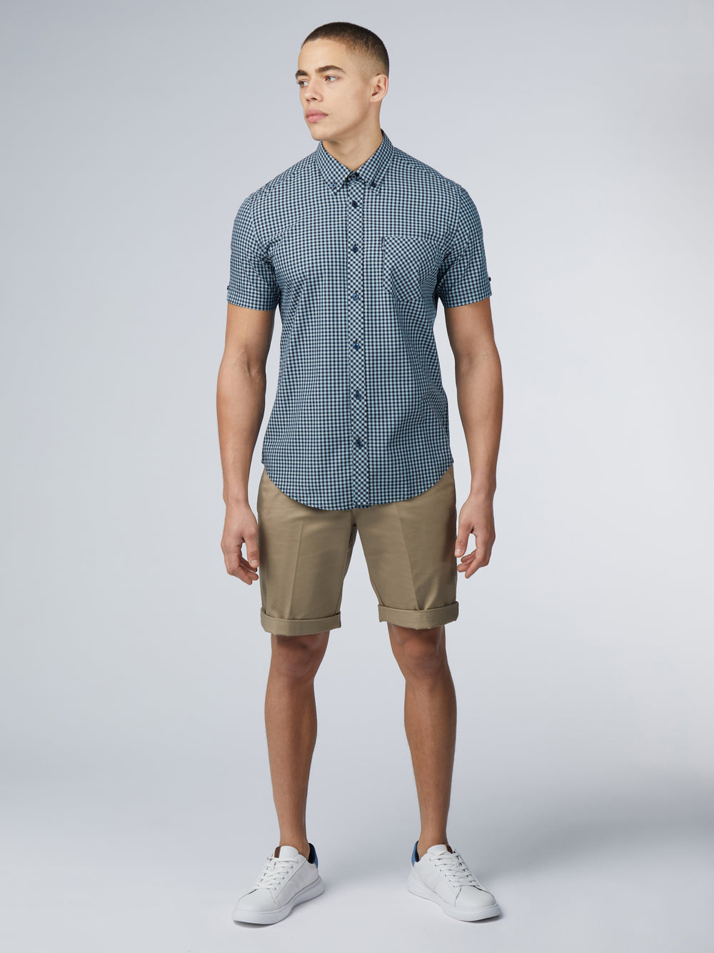 Ben Sherman Signature Short Sleeve Gingham Shirts Blue | 416589-BTI