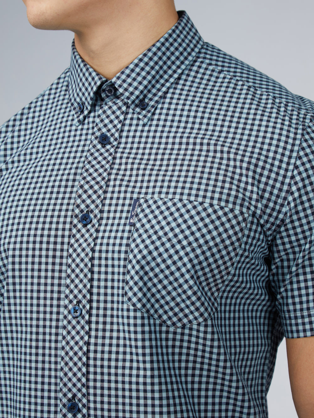 Ben Sherman Signature Short Sleeve Gingham Shirts Blue | 416589-BTI