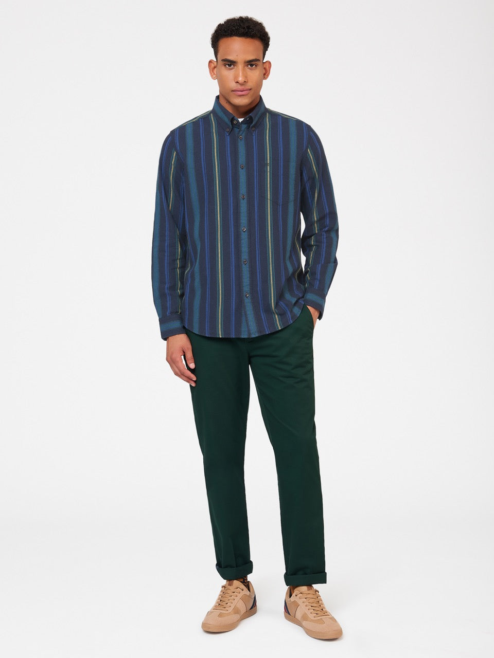 Ben Sherman Signature Striped Oxford Shirts Green | 539687-BJV